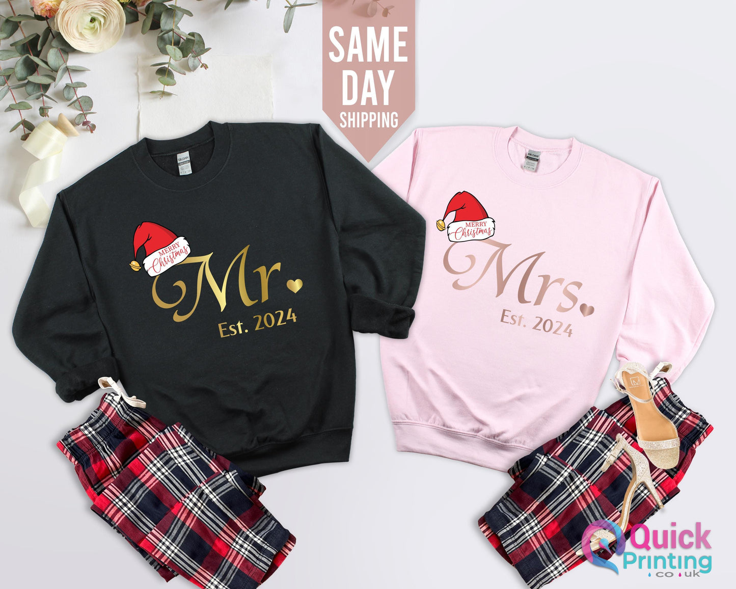 Matching Mr & Mrs Christmas Sweatshirts: Couple's Holiday Jumpers