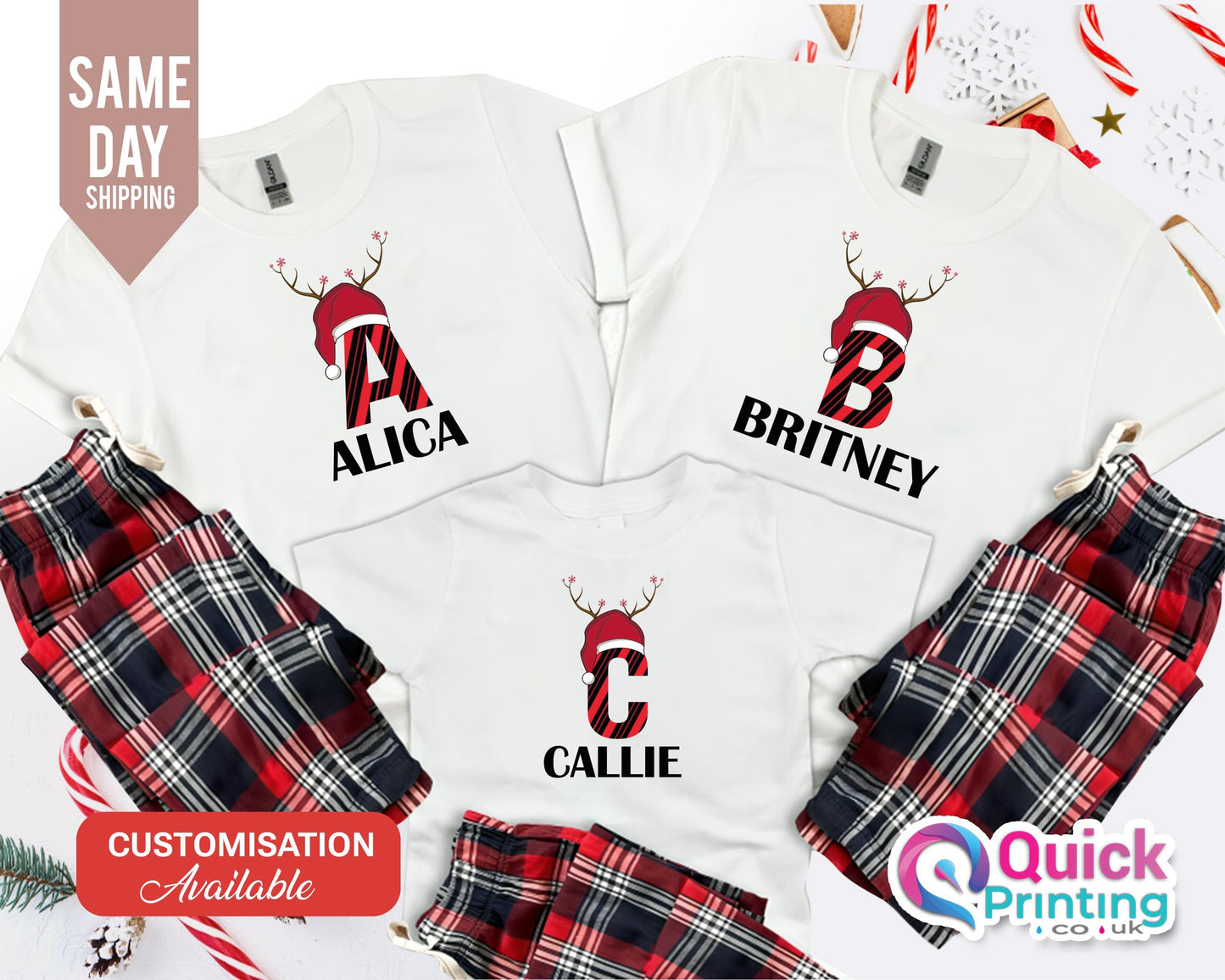 Personalized Alphabet Christmas PJs: Matching Family Holiday Pajamas
