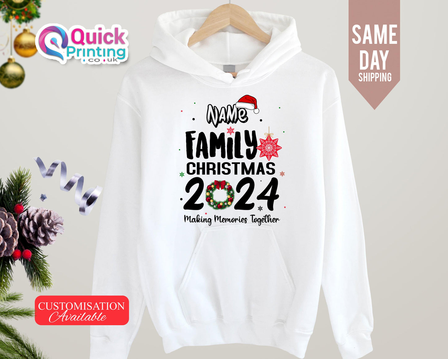 Personalized Family Christmas Hoodie: Matching Xmas Sweatshirt