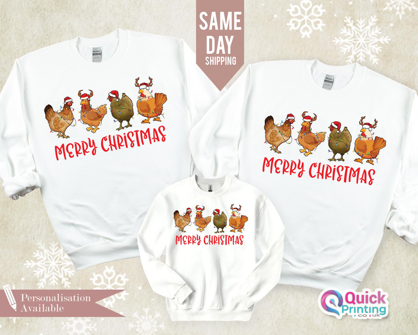 Christmas Chicken Sweatshirt, Сute Christmas Chickens Sweatshirt, Christmas Farm Animals Sweatshirt,  Christmas Matching Tee , Hen Jumper T