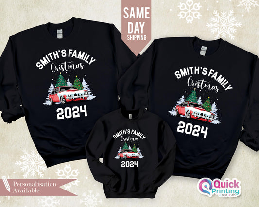 Personalised Family Christmas Sweatshirt 2024, Truck Sweatshirt, Festive Jumper, Family Christmas Sweatshirt, Matching Christmas Sweater