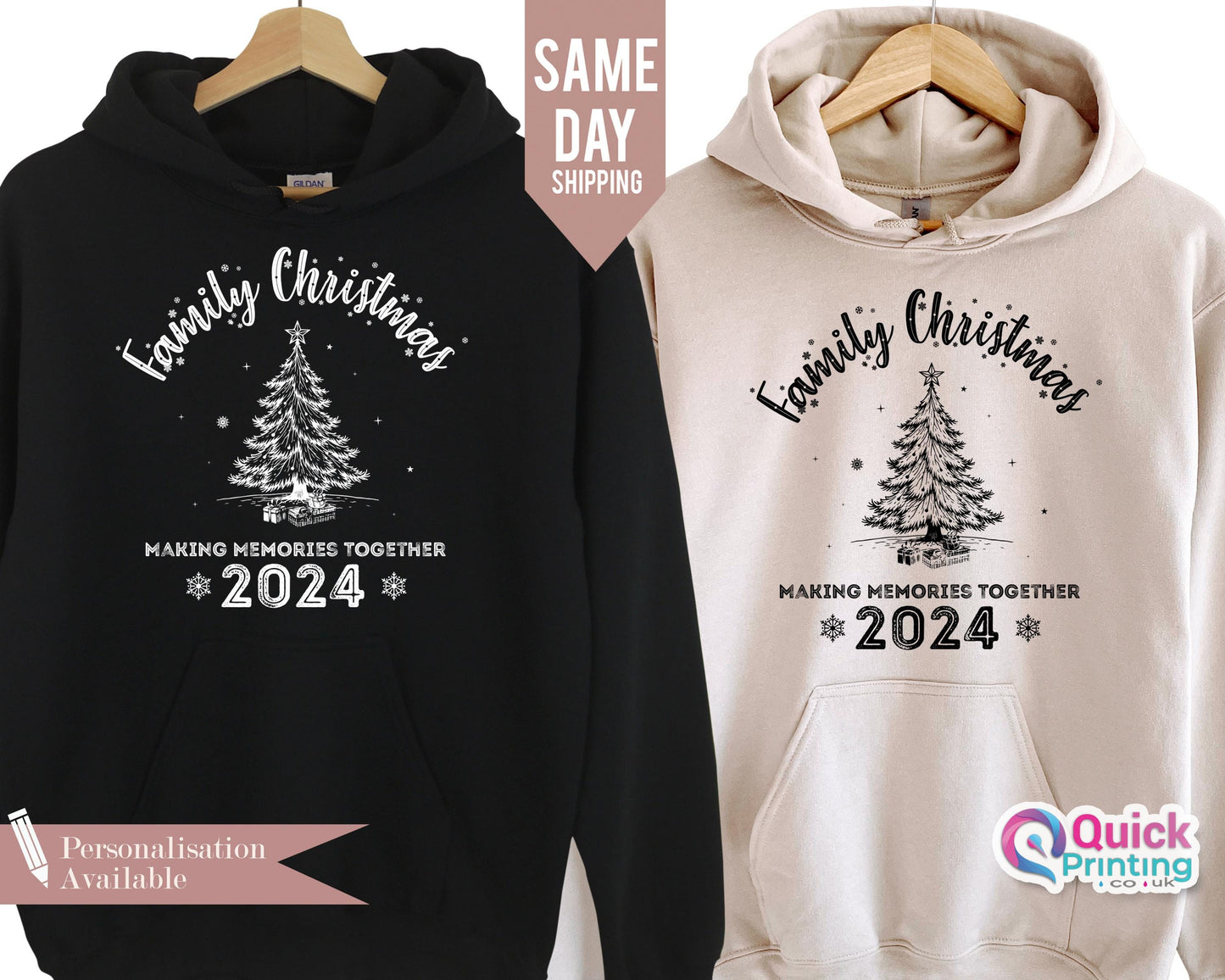 Personalized Family Christmas Hoodie: Matching Holiday Long Sleeve
