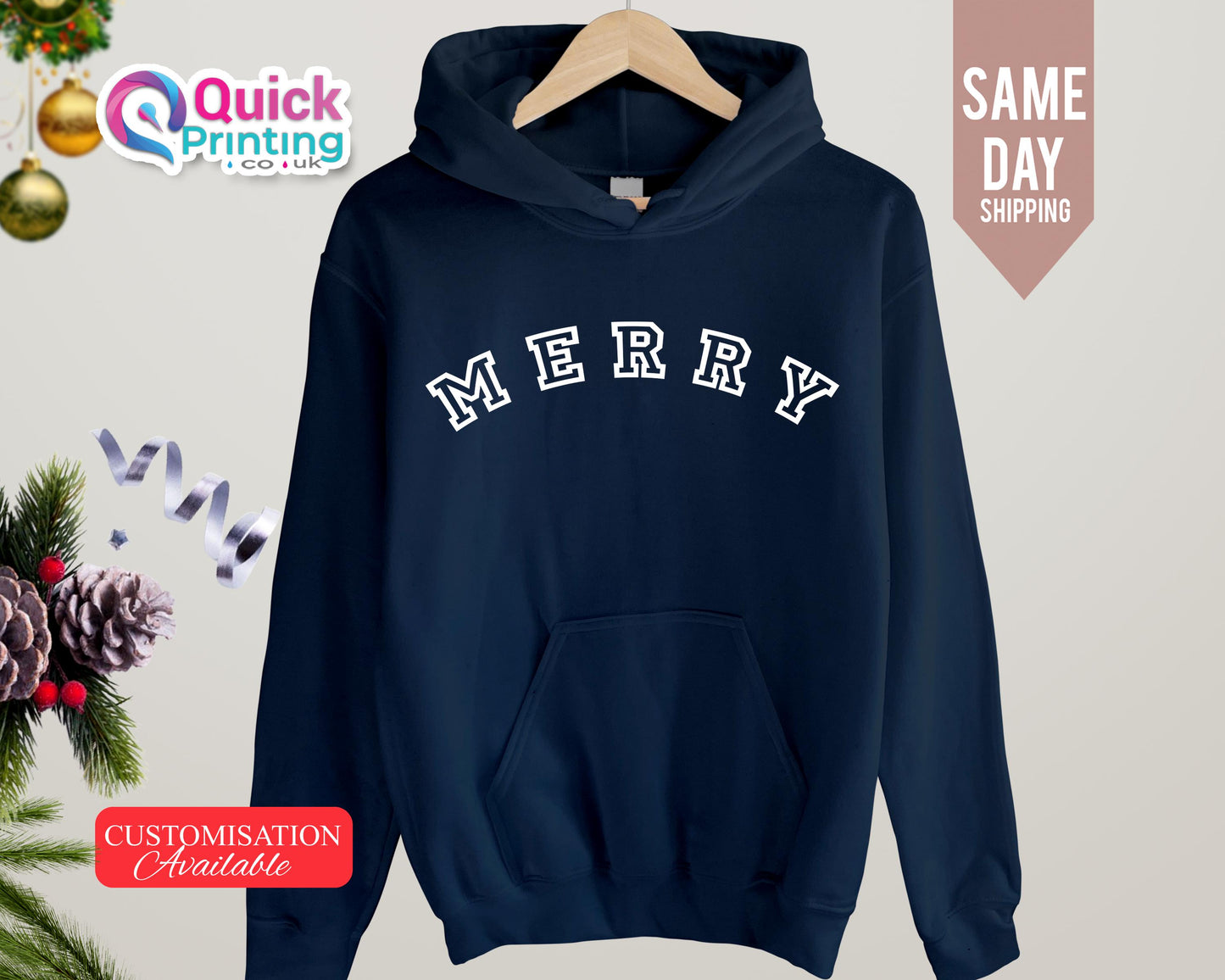 Merry Christmas Hoodie: Unisex Holiday Sweater, Family Xmas Hoodies