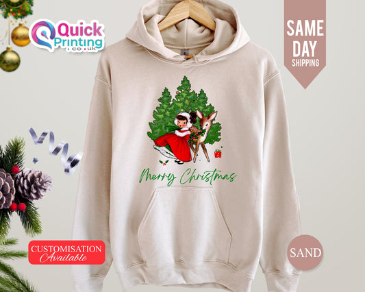 Vintage Christmas Reindeer Hoodie: Retro Winter Sweatshirt