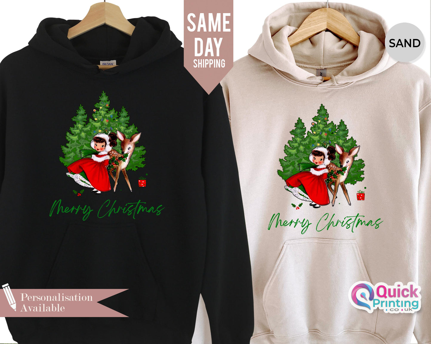 Vintage Christmas Reindeer Hoodie: Retro Winter Sweatshirt