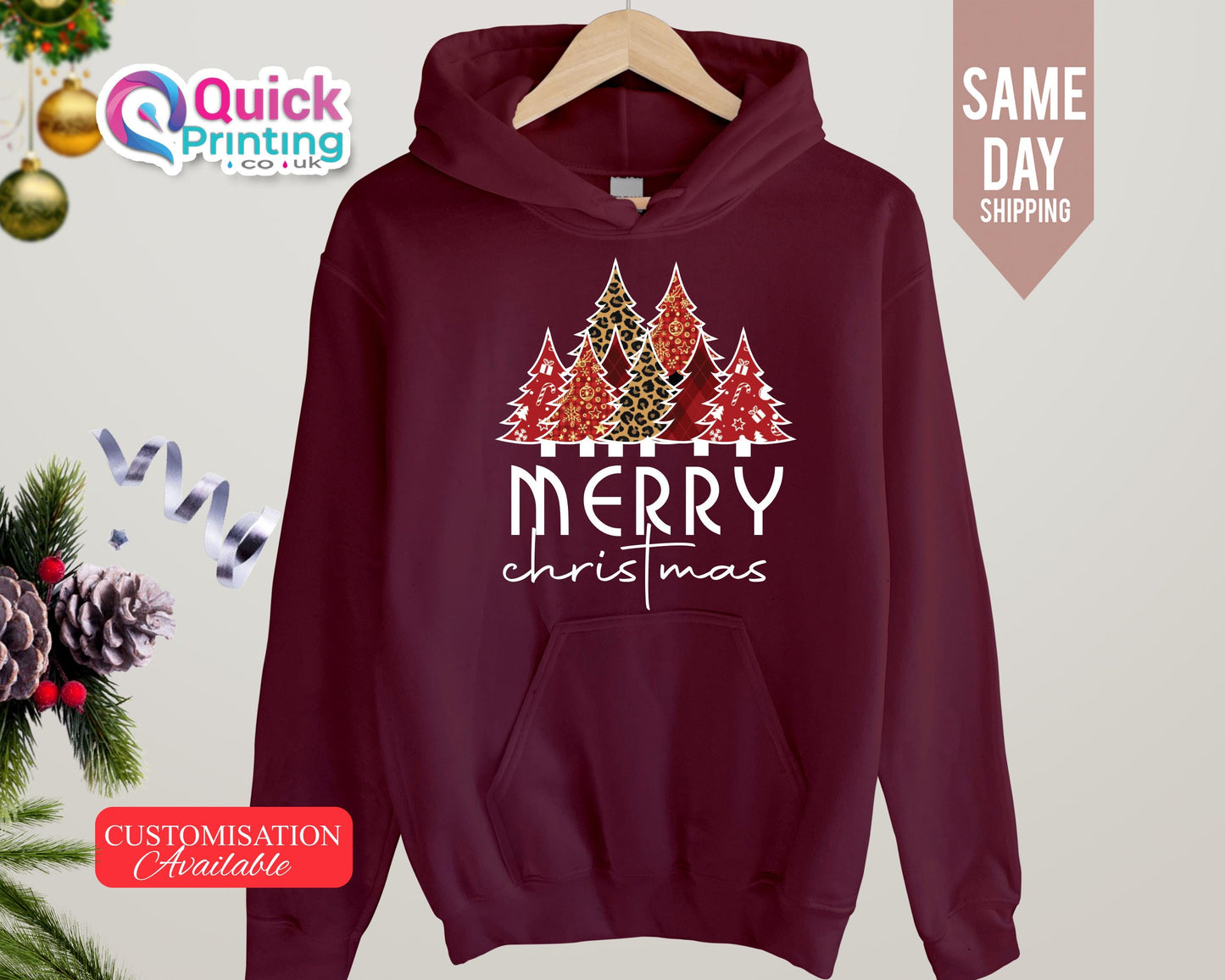 Christmas Tree Hoodie: Unisex Holiday Sweater, Custom Print