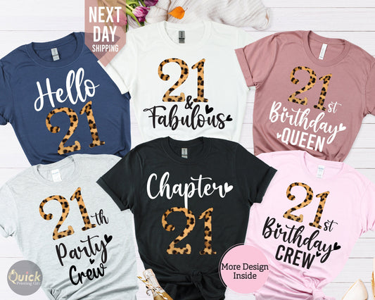 Leopard Print 21st Birthday Shirt: Chapter 21 Crew Tee