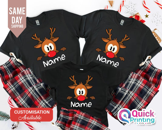 Custom Reindeer Family Christmas Pajamas Set: Matching Cotton Flannel Pyjamas