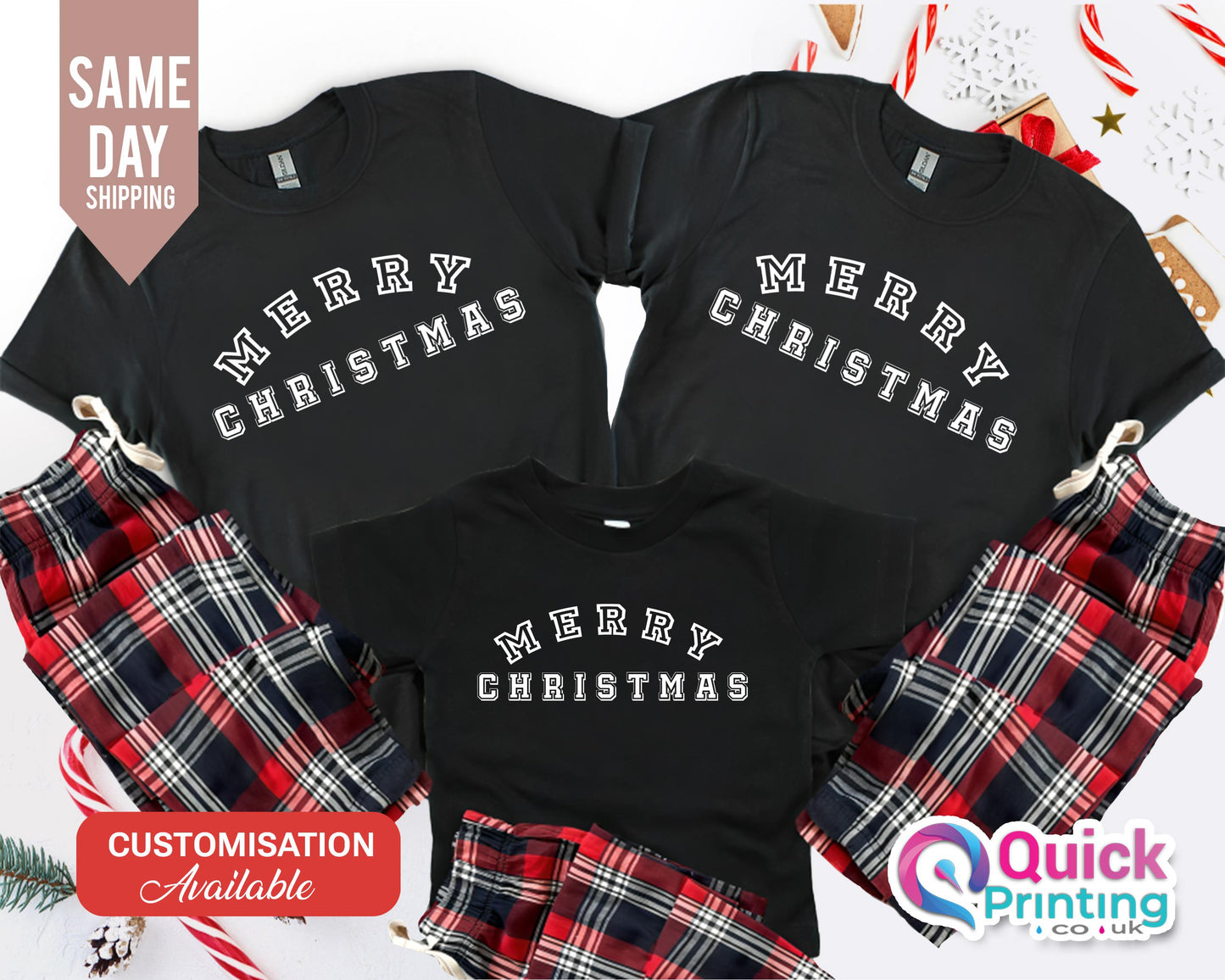 Personalized Family Christmas Pajamas: Matching Cotton Flannel Set