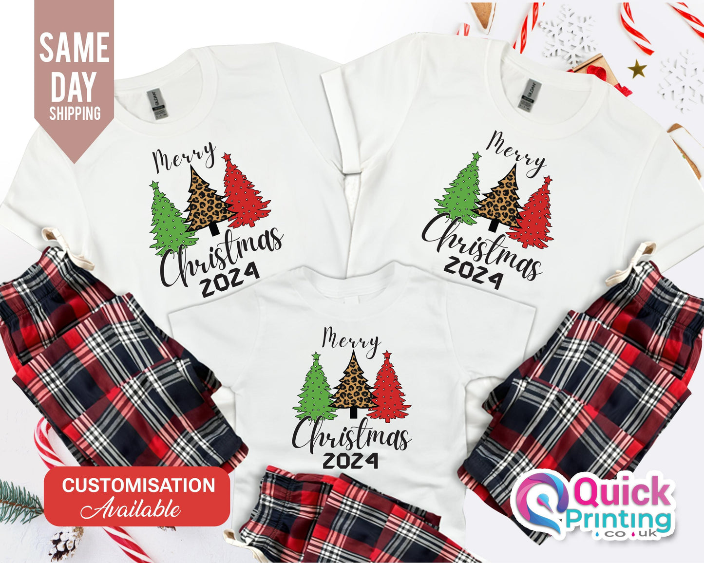 Personalized Family Christmas Pajama Set: Long Sleeve Cotton Flannel