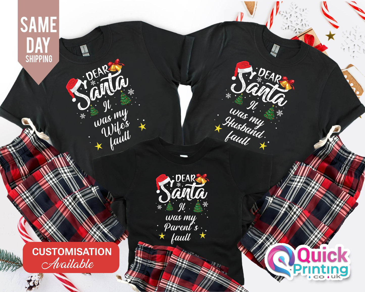 Dear Santa Matching Family Christmas Pajama Shirts