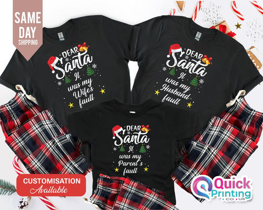 Dear Santa Matching Family Christmas Pajama Shirts