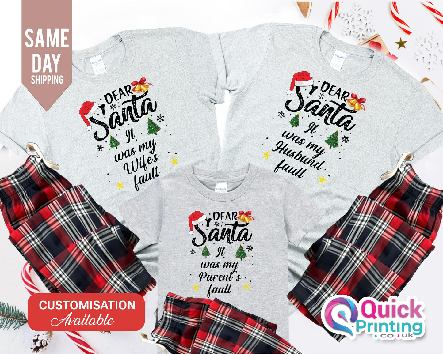Dear Santa Matching Family Christmas Pajama Shirts