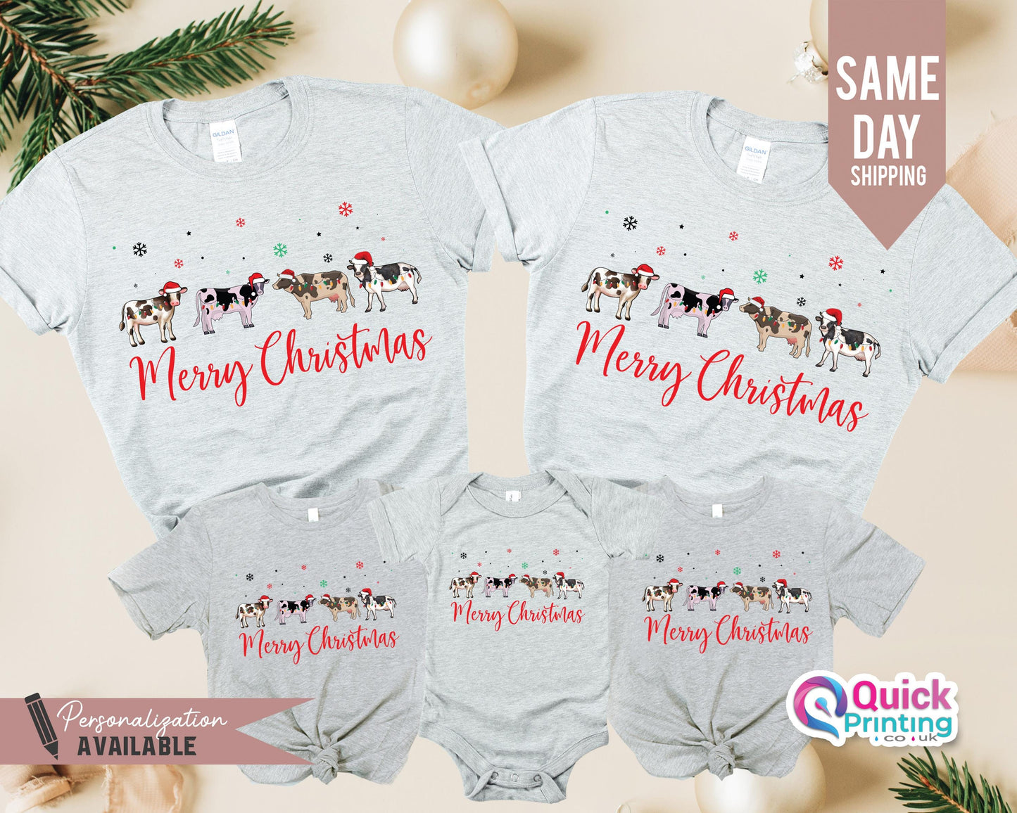 Christmas Cow T-Shirt: Funny Holiday Farm Xmas Shirt