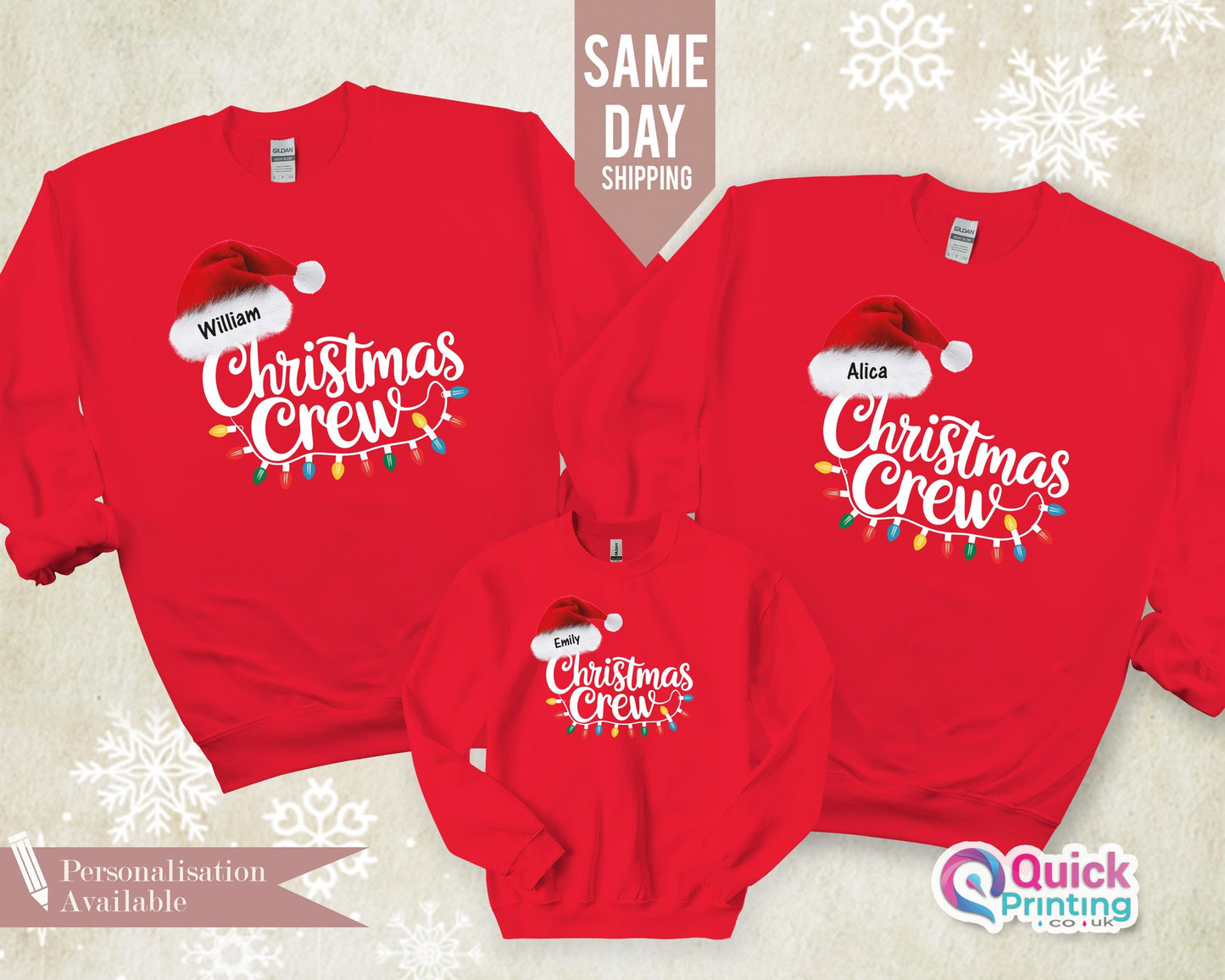 Custom Christmas Crew Sweatshirt: Matching Family Holiday Jumper