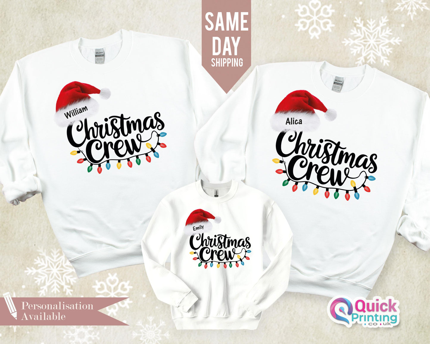 Custom Christmas Crew Sweatshirt: Matching Family Holiday Jumper
