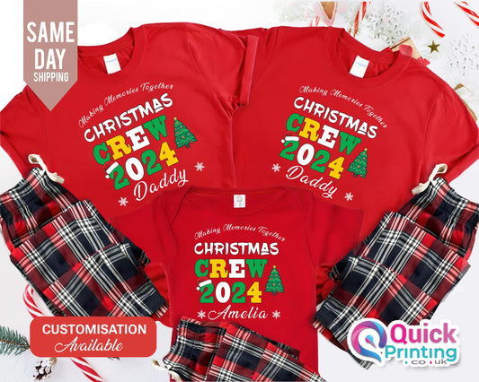 Personalized Christmas Crew Matching Pajama Set: Family Xmas T-Shirt