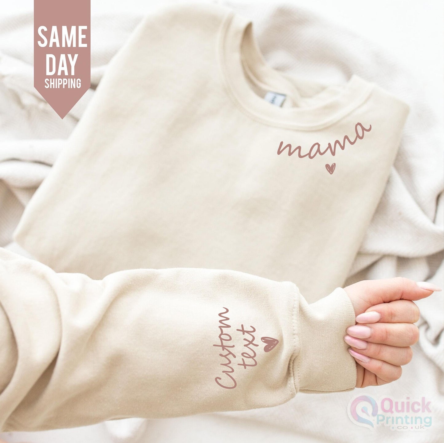 Personalized Mama Sweatshirt: Custom Name Sleeve, Soft Cotton Blend