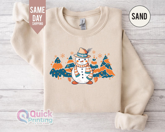 Christmas Tree Snowman Sweatshirt: Holiday Crewneck Sweater