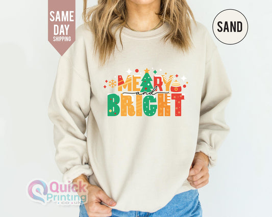 merry and bright sweatshirt, Christmas Shirt, Believe Christmas Tee, Family Christmas Sweatshirt, Merry Christmas, Merry And Bright Jumper