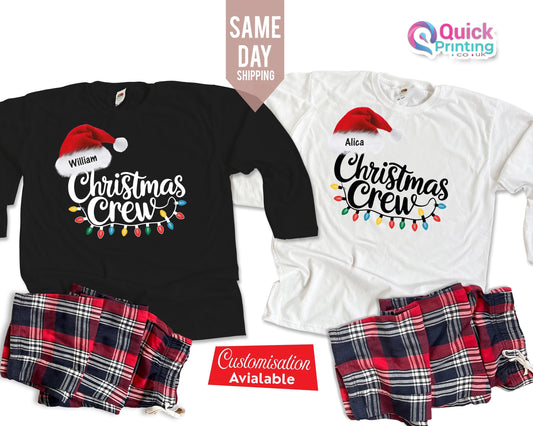 Personalized Christmas Crew Long Sleeve Shirt: Matching Family Pajama Set