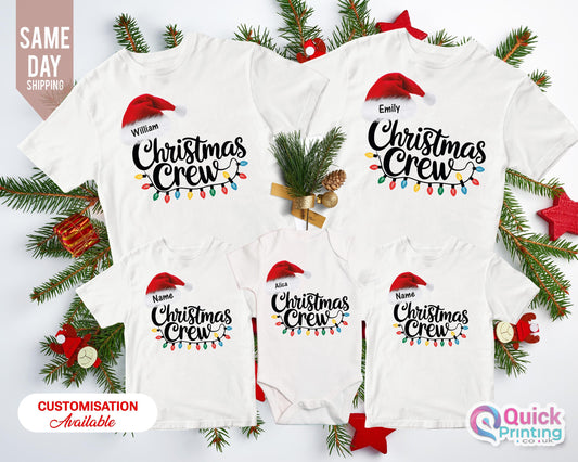 Personalised Christmas Crew Family Christmas Shirts, Christmas Crew Shirt, Custom Name Matching Family Christmas Shirt, Xmas Party Outfits