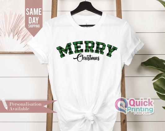 Buffalo Plaid Merry Christmas T-Shirt: Holiday Winter Tee