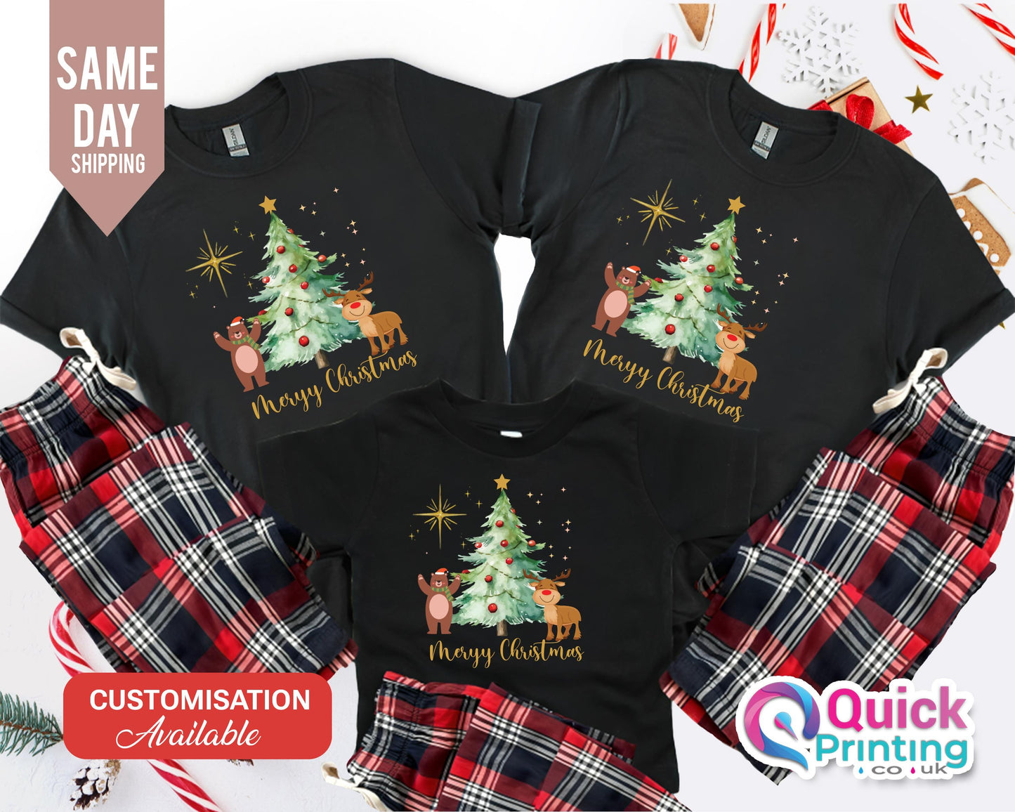Matching Family Christmas Pajamas: Long Sleeve Cotton Flannel Set