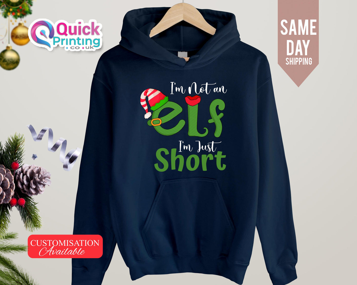 Funny Christmas Hoodie: I'm Not An Elf, Matching Family Sweatshirt