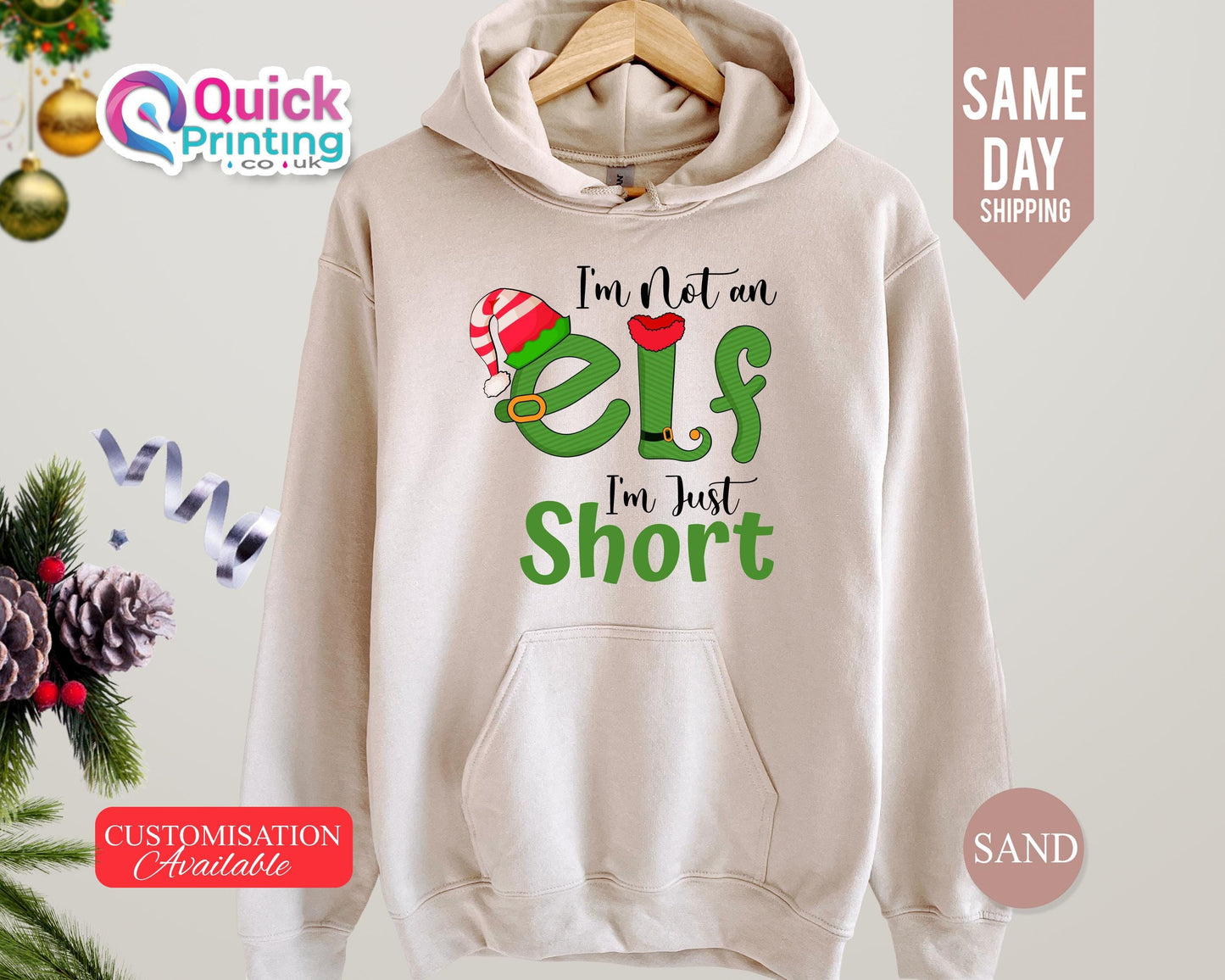 Funny Christmas Hoodie: I'm Not An Elf, Matching Family Sweatshirt