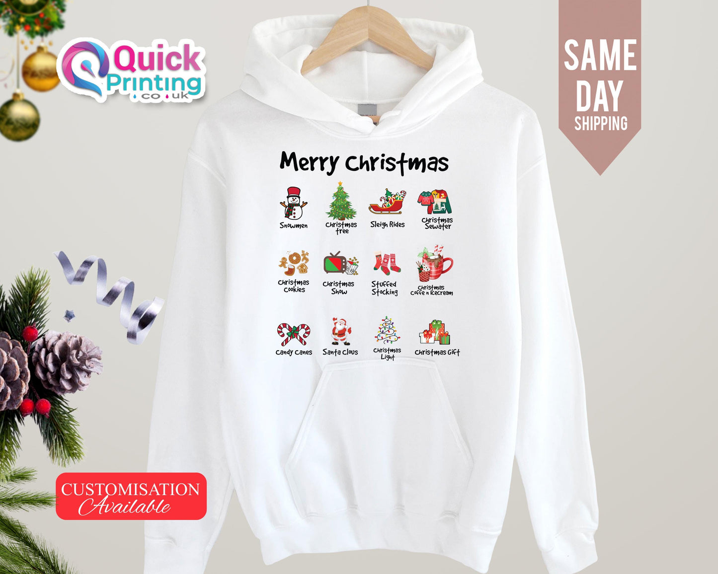 Merry Christmas Hoodie: Custom Family Xmas Jumper