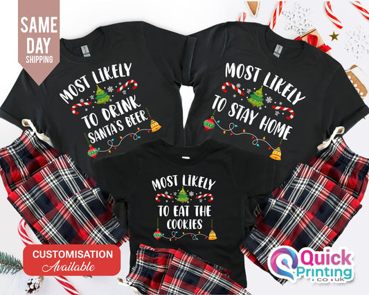 Funny Family Christmas Pajamas: Matching 'Most Likely To' Shirts
