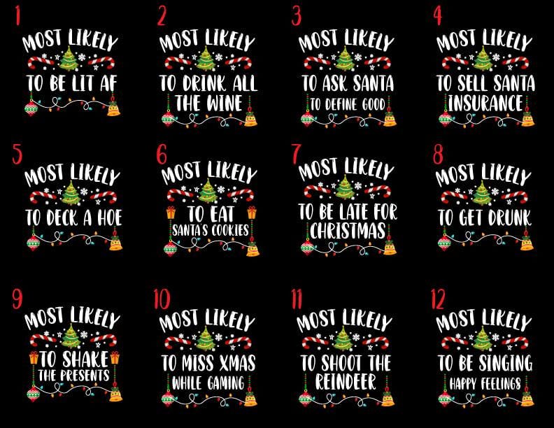 Funny Family Christmas Pajamas: Matching 'Most Likely To' Shirts
