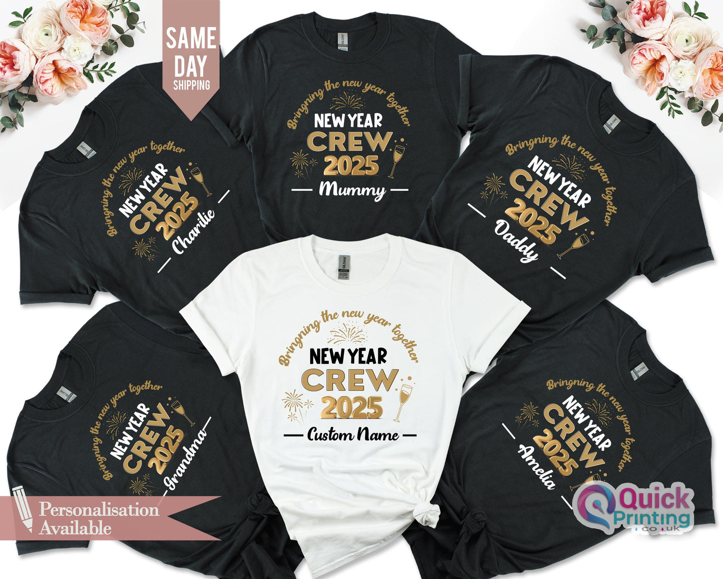 Custom New Year Crew T-Shirt: Family Matching Shirts