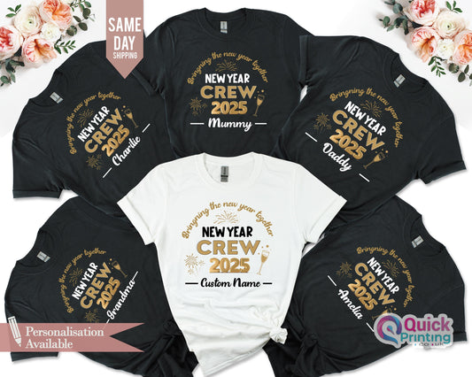 Custom New Year Crew T-Shirt: Family Matching Shirts