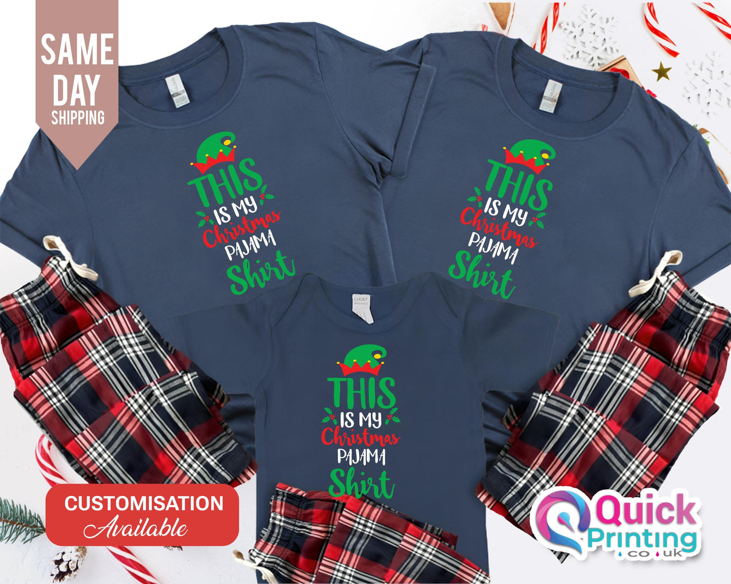 Family Christmas Pajama Shirt: Tartan PJs Set