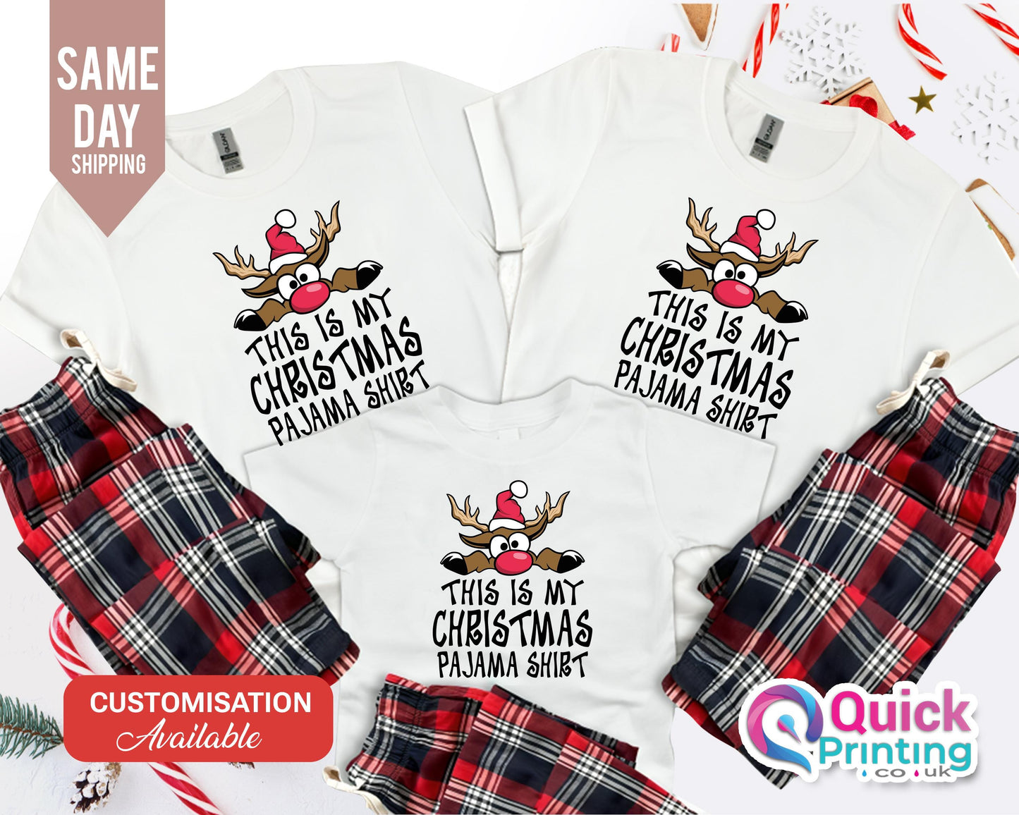 Family Christmas Pajama Set: Tartan Cotton PJs