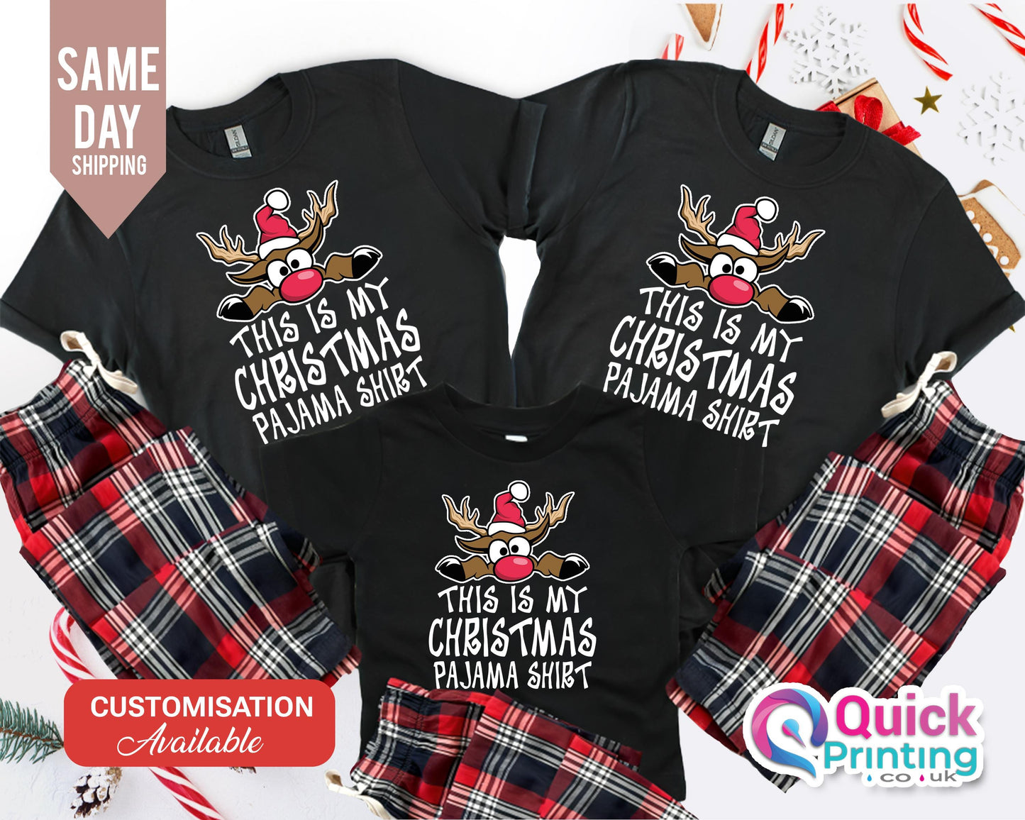 Family Christmas Pajama Set: Tartan Cotton PJs