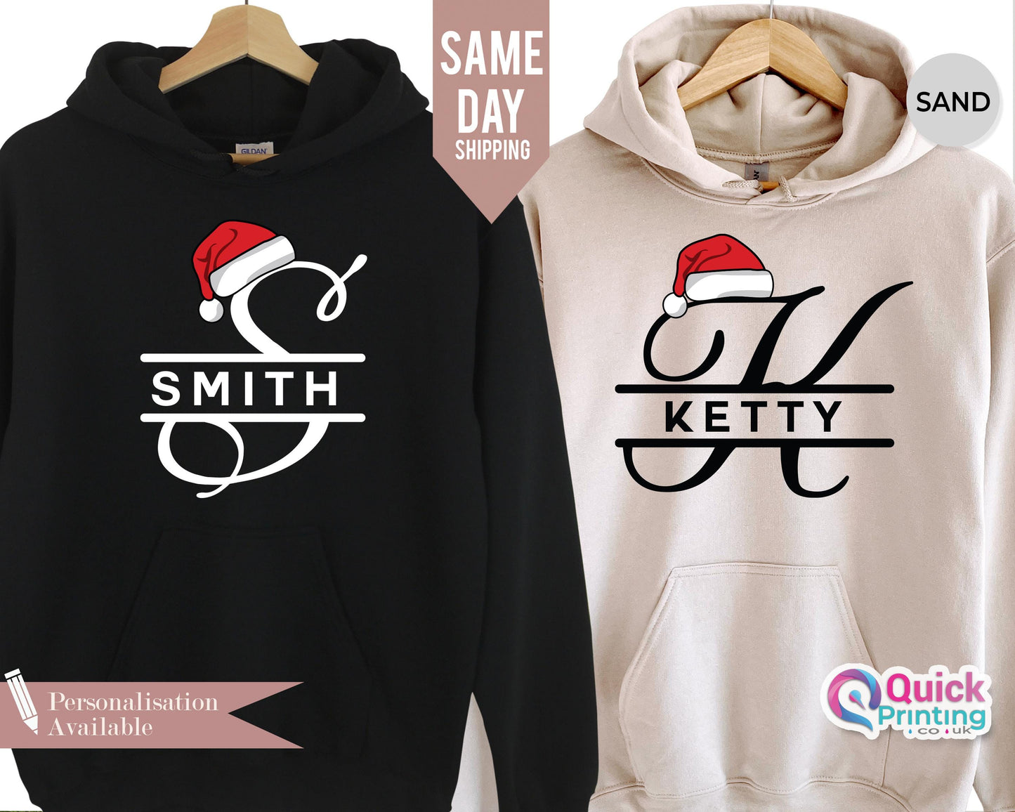Personalized Christmas Family Name Hoodie: Custom Alphabet Sweatshirt