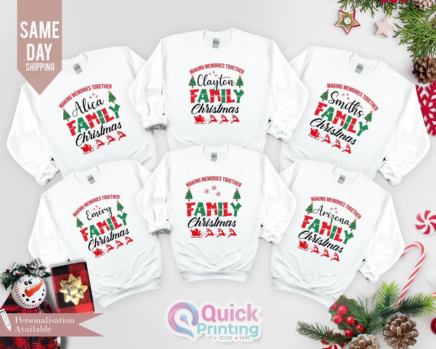 Custom Family Christmas Sweatshirt: Personalized Name, Matching Jumpers