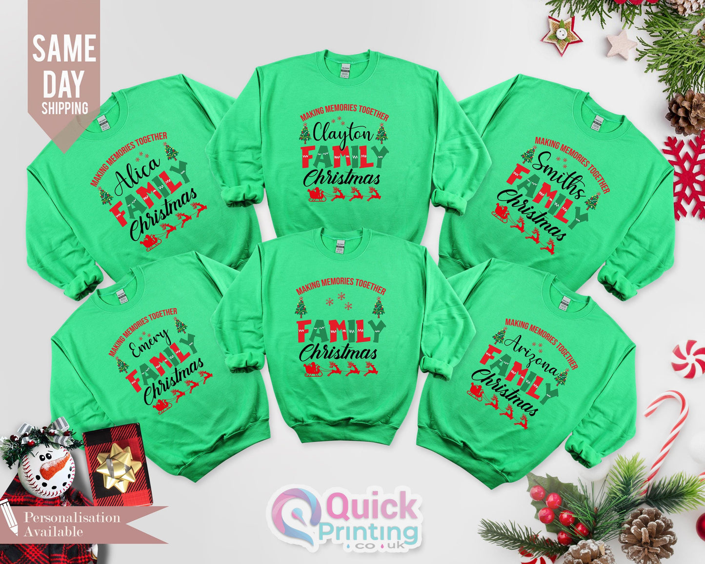 Custom Family Christmas Sweatshirt: Personalized Name, Matching Jumpers