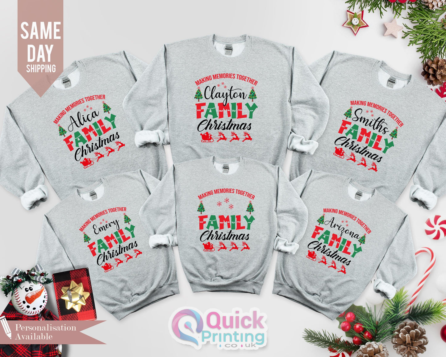 Custom Family Christmas Sweatshirt: Personalized Name, Matching Jumpers