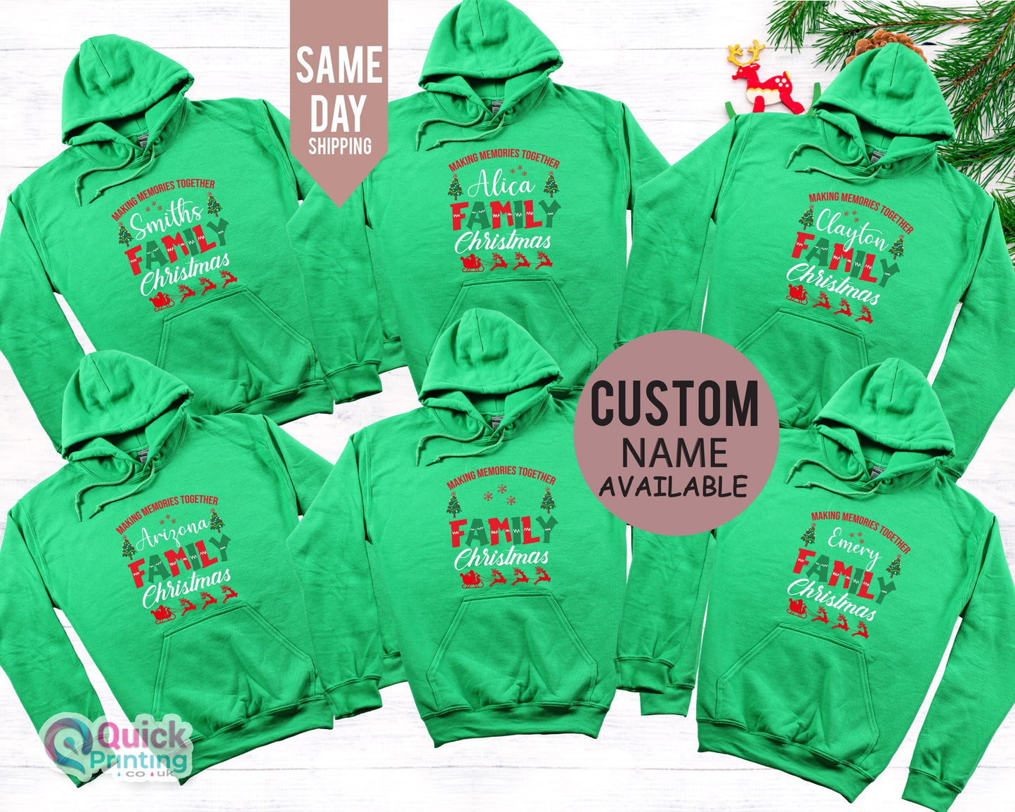 Custom Name Family Christmas Hoodie: Matching Holiday Sweatshirt