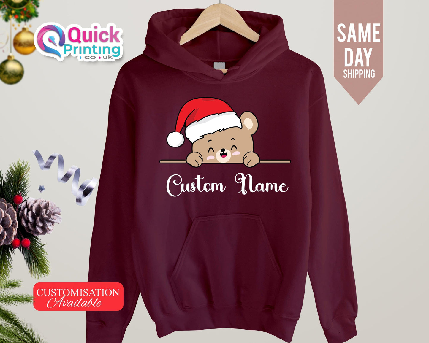 Custom Christmas Bear Hoodie: Xmas Family Sweatshirt