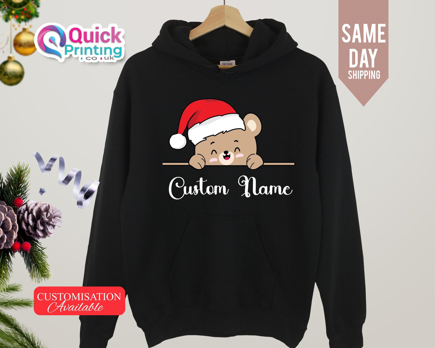 Custom Christmas Bear Hoodie: Xmas Family Sweatshirt