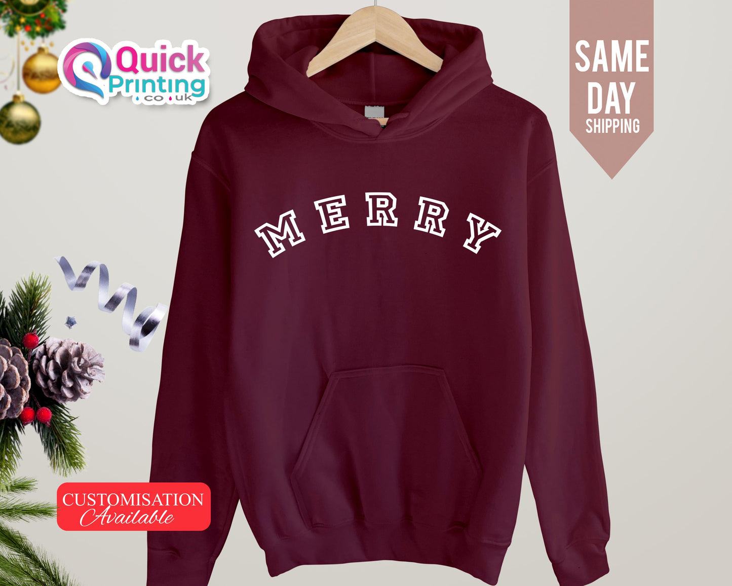 Merry Christmas Hoodie: Unisex Holiday Sweater, Family Xmas Hoodies