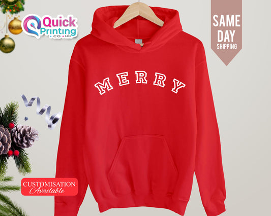 Merry Christmas Hoodie: Unisex Holiday Sweater, Family Xmas Hoodies