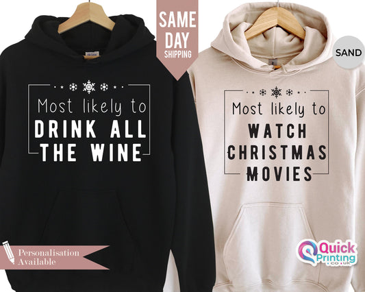 Custom 'Most Likely To' Christmas Hoodie: Matching Family Sweatshirt