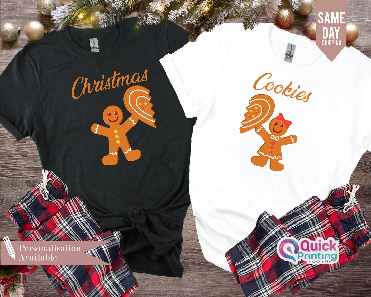 Christmas Couple Gingerbread Cookies Shirt: Matching Xmas T-Shirt