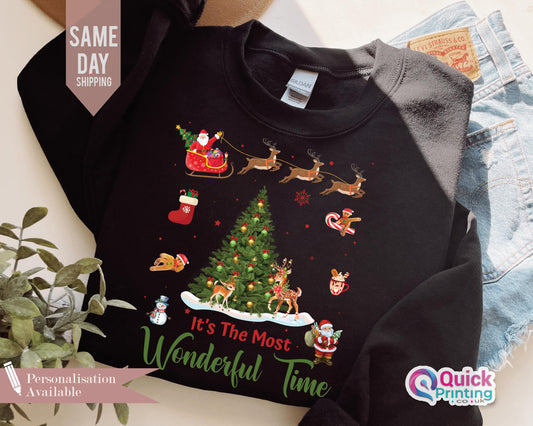 It's The Most Wonderful Time Sweatshirt,  Merry Christmas Sweatshirt,  Holiday Sweatshirt, Christmas Gift 2024, Family Christmas Shirt Tee